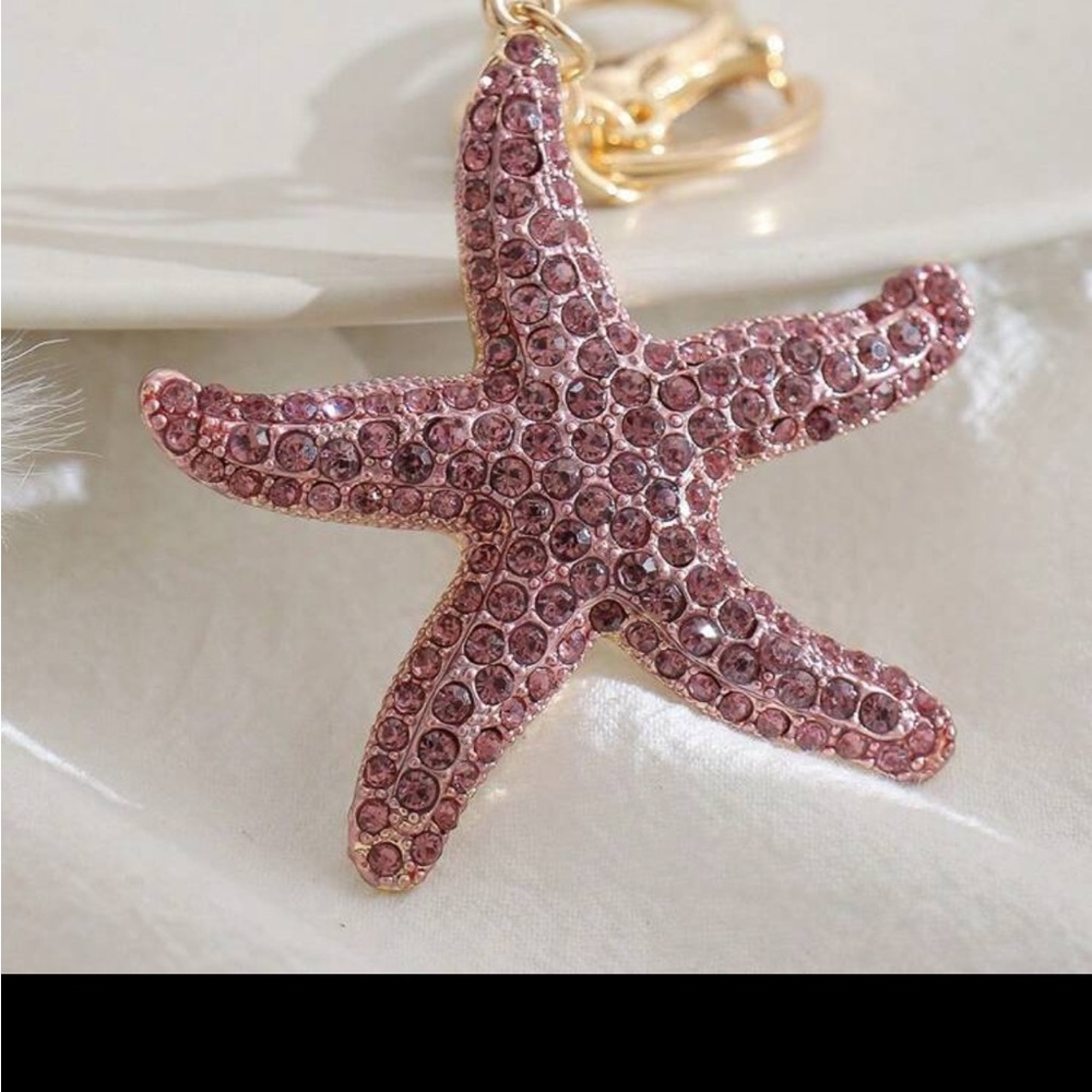 Crystal Starfish Purple Key & Bag Charm